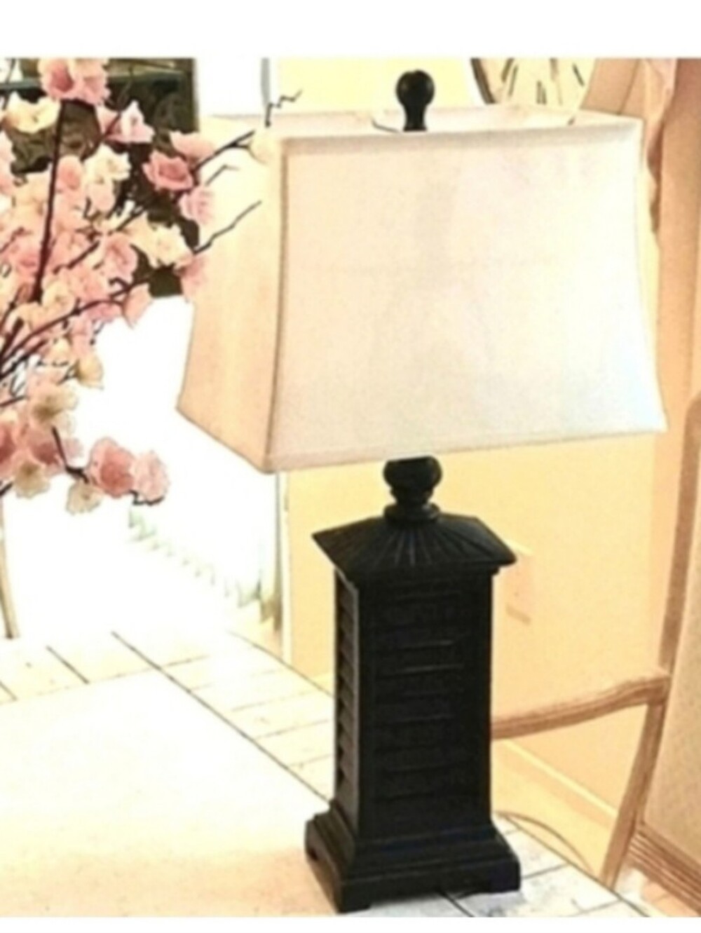 Lamp W/ Shade,,28" high,,Valeri Parhill/Qvc- Brand New,Matte Black) SHUTTER LAMP